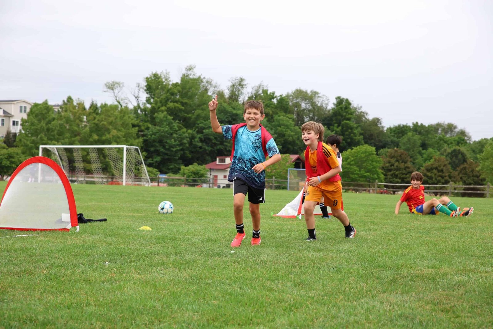 Soccer camp goal celebration