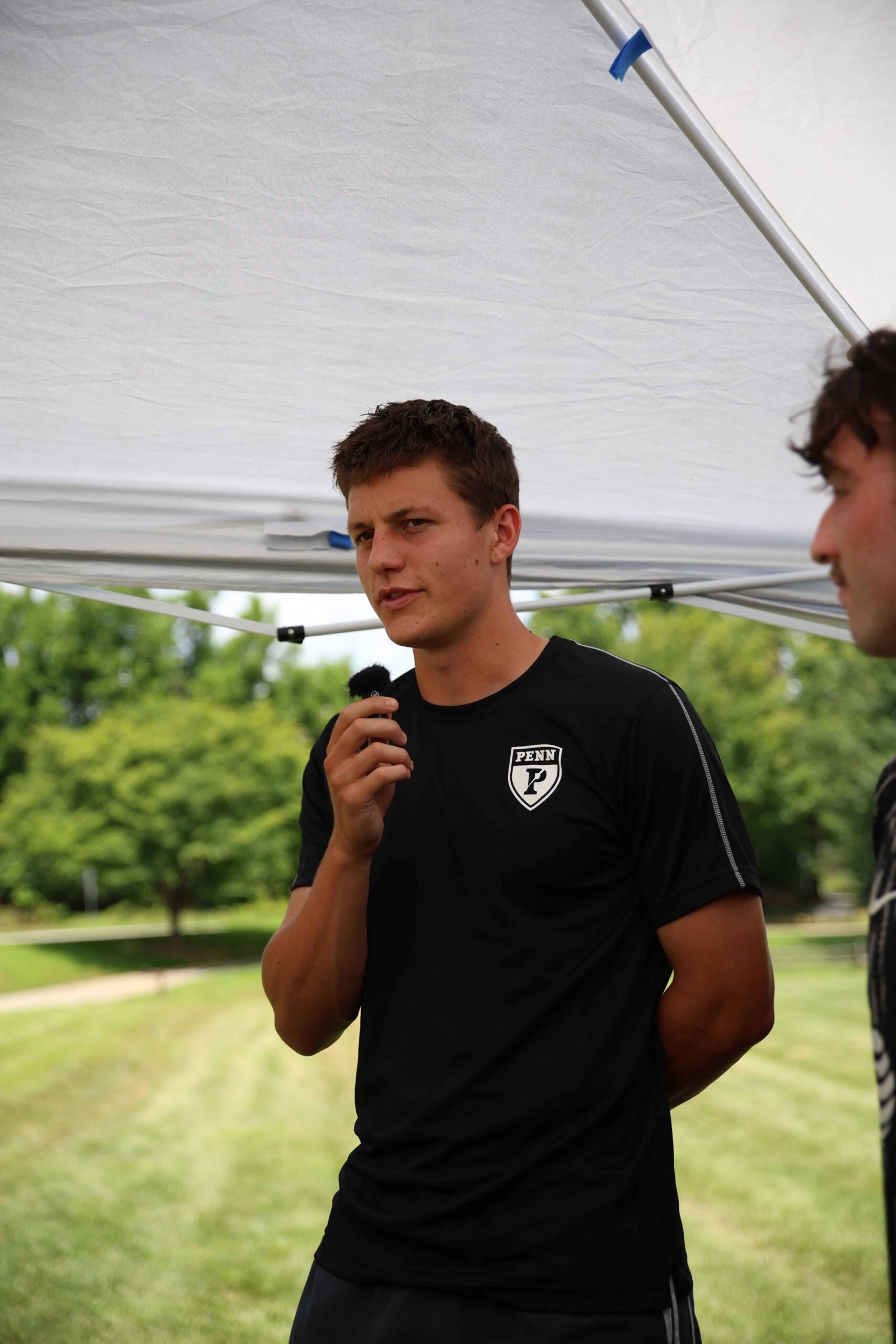 Union's Stas speaking to campers at soccer camp